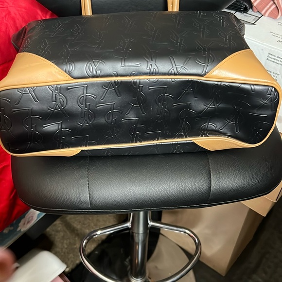 YVES SAINT LAURENT YSL Black / Brown Leather Tote bag One Shoulder Bag Vintage 2 - Picture 13 of 15